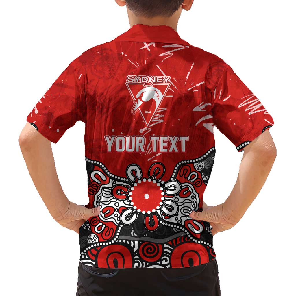 Personalized Sydney Swans Family Matching Long Sleeve Bodycon Dress and Hawaiian Shirt Aboriginal Dot Painting Graffiti Style