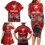 Personalized Sydney Swans Family Matching Long Sleeve Bodycon Dress and Hawaiian Shirt Aboriginal Dot Painting Graffiti Style