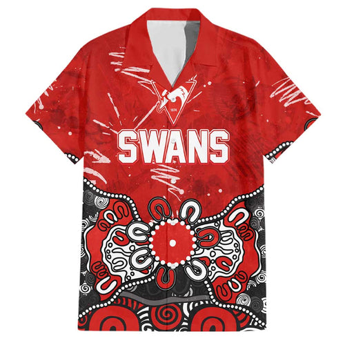 Personalized Sydney Swans Family Matching Long Sleeve Bodycon Dress and Hawaiian Shirt Aboriginal Dot Painting Graffiti Style