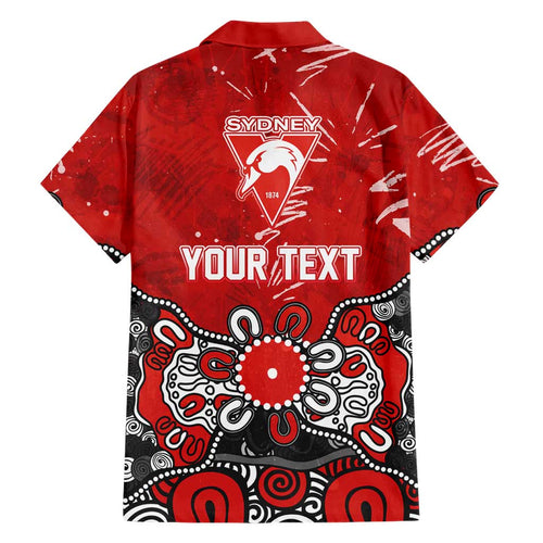 Personalized Sydney Swans Family Matching Long Sleeve Bodycon Dress and Hawaiian Shirt Aboriginal Dot Painting Graffiti Style