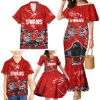 Personalized Sydney Swans Family Matching Mermaid Dress and Hawaiian Shirt Aboriginal Dot Painting Graffiti Style