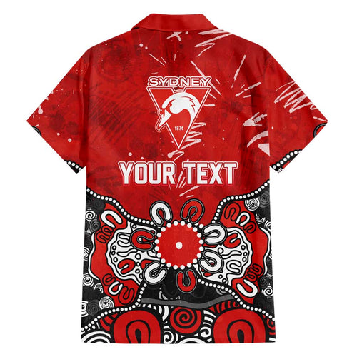 Personalized Sydney Swans Family Matching Mermaid Dress and Hawaiian Shirt Aboriginal Dot Painting Graffiti Style