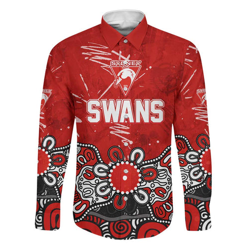 Personalized Sydney Swans Family Matching Mermaid Dress and Hawaiian Shirt Aboriginal Dot Painting Graffiti Style