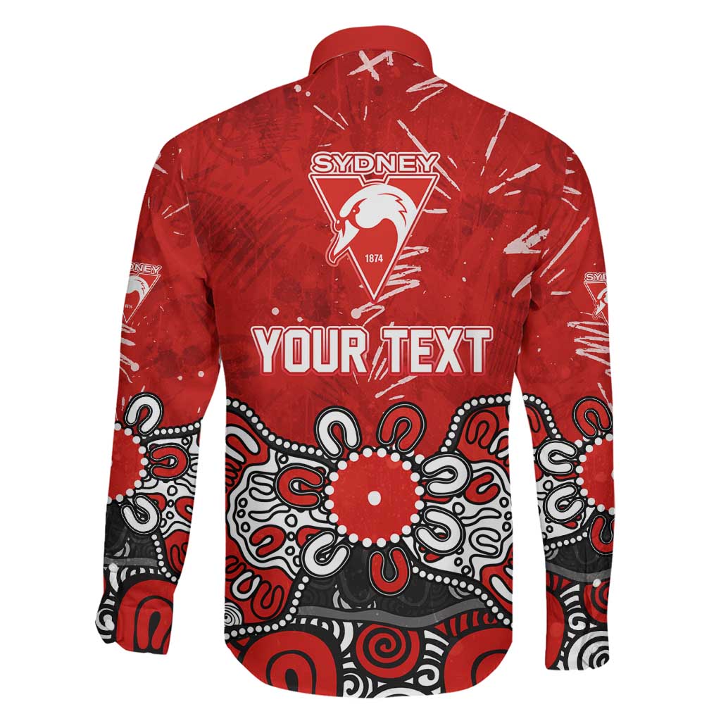 Personalized Sydney Swans Family Matching Off The Shoulder Long Sleeve Dress and Hawaiian Shirt Aboriginal Dot Painting Graffiti Style
