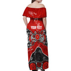 Personalized Sydney Swans Family Matching Off Shoulder Maxi Dress and Hawaiian Shirt Aboriginal Dot Painting Graffiti Style