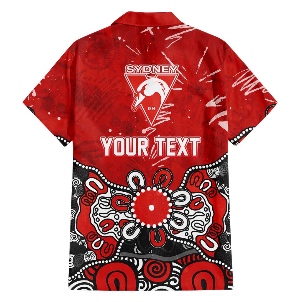 Personalized Sydney Swans Family Matching Off Shoulder Short Dress and Hawaiian Shirt Aboriginal Dot Painting Graffiti Style