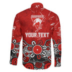 Personalized Sydney Swans Family Matching Off Shoulder Short Dress and Hawaiian Shirt Aboriginal Dot Painting Graffiti Style