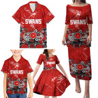 Personalized Sydney Swans Family Matching Puletasi and Hawaiian Shirt Aboriginal Dot Painting Graffiti Style