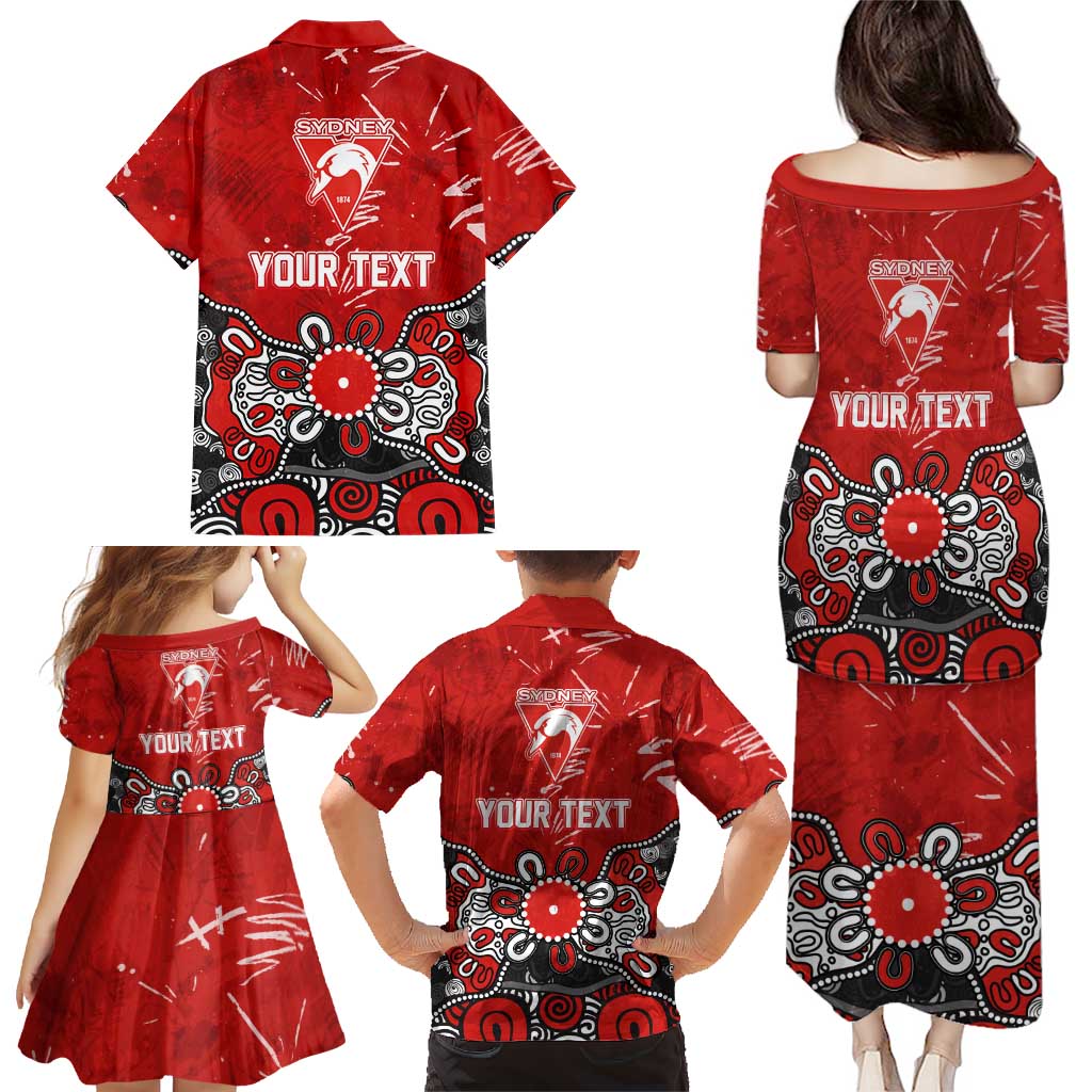 Personalized Sydney Swans Family Matching Puletasi and Hawaiian Shirt Aboriginal Dot Painting Graffiti Style