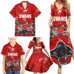 Personalized Sydney Swans Family Matching Summer Maxi Dress and Hawaiian Shirt Aboriginal Dot Painting Graffiti Style