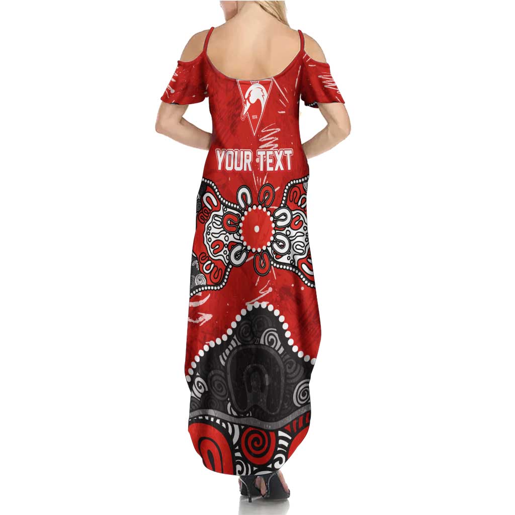 Personalized Sydney Swans Family Matching Summer Maxi Dress and Hawaiian Shirt Aboriginal Dot Painting Graffiti Style