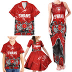 Personalized Sydney Swans Family Matching Tank Maxi Dress and Hawaiian Shirt Aboriginal Dot Painting Graffiti Style