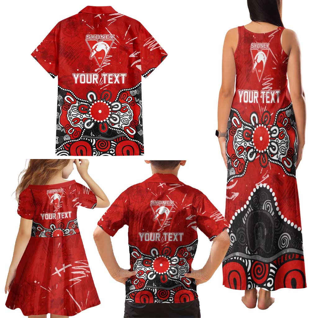 Personalized Sydney Swans Family Matching Tank Maxi Dress and Hawaiian Shirt Aboriginal Dot Painting Graffiti Style