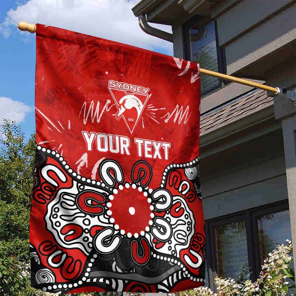 Personalized Sydney Swans Garden Flag Aboriginal Dot Painting Graffiti Style