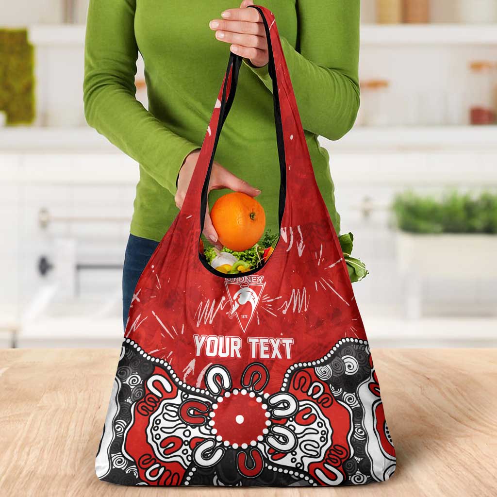 Personalized Sydney Swans Grocery Bag Aboriginal Dot Painting Graffiti Style