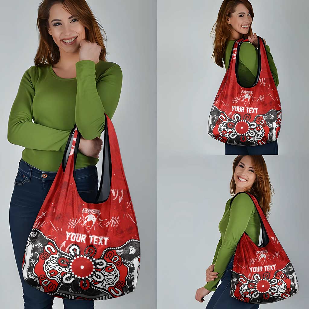 Personalized Sydney Swans Grocery Bag Aboriginal Dot Painting Graffiti Style