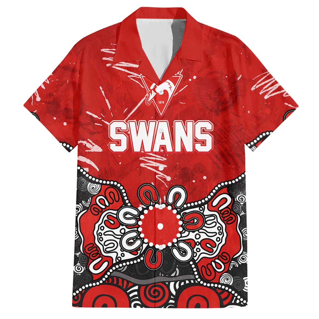 Personalized Sydney Swans Hawaiian Shirt Aboriginal Dot Painting Graffiti Style