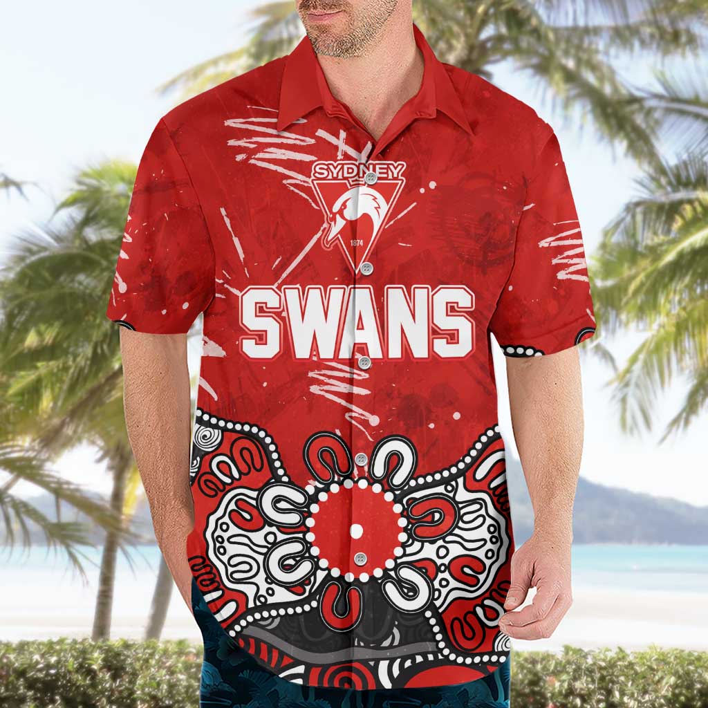 Personalized Sydney Swans Hawaiian Shirt Aboriginal Dot Painting Graffiti Style