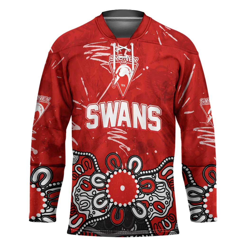 Personalized Sydney Swans Hockey Jersey Aboriginal Dot Painting Graffiti Style