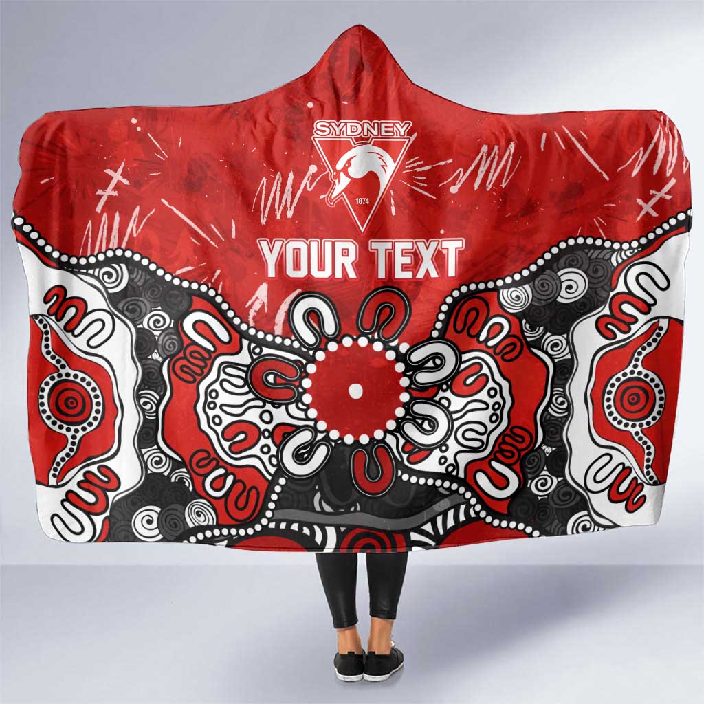 Personalized Sydney Swans Hooded Blanket Aboriginal Dot Painting Graffiti Style