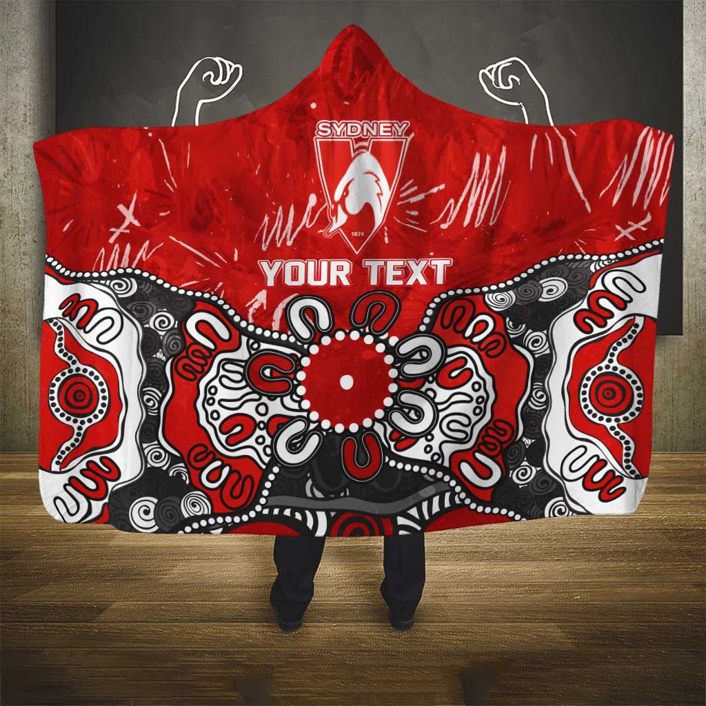 Personalized Sydney Swans Hooded Blanket Aboriginal Dot Painting Graffiti Style