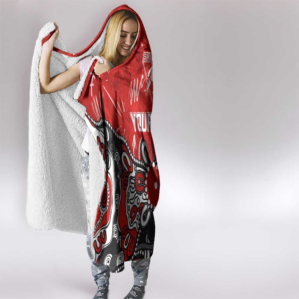 Personalized Sydney Swans Hooded Blanket Aboriginal Dot Painting Graffiti Style