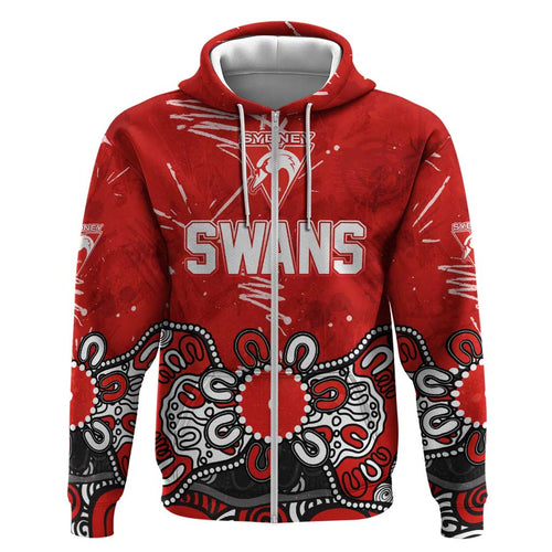 Personalized Sydney Swans Hoodie Aboriginal Dot Painting Graffiti Style