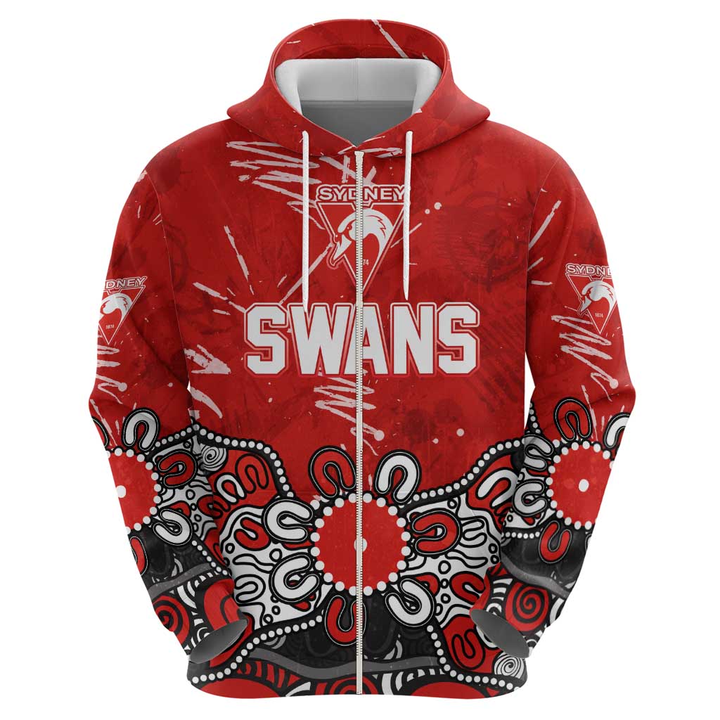 Personalized Sydney Swans Hoodie Aboriginal Dot Painting Graffiti Style
