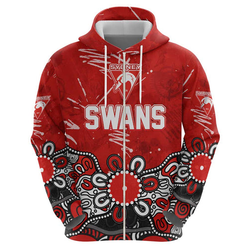 Personalized Sydney Swans Hoodie Aboriginal Dot Painting Graffiti Style