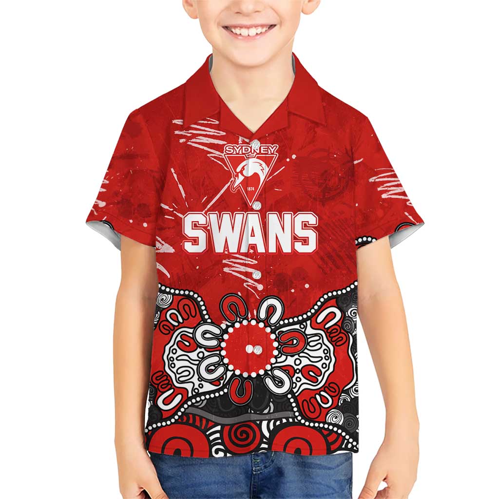 Personalized Sydney Swans Kid Hawaiian Shirt Aboriginal Dot Painting Graffiti Style