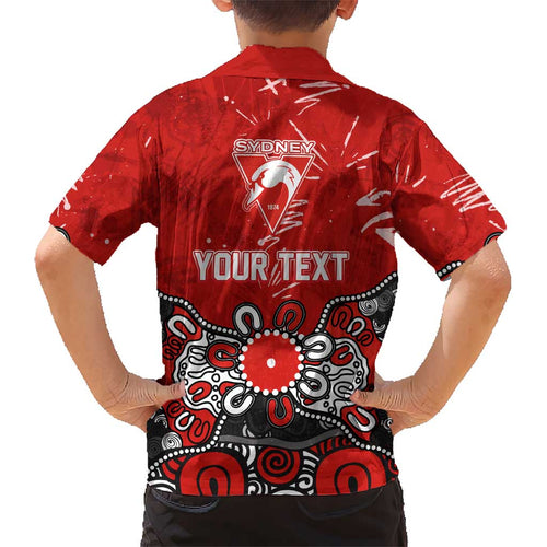 Personalized Sydney Swans Kid Hawaiian Shirt Aboriginal Dot Painting Graffiti Style