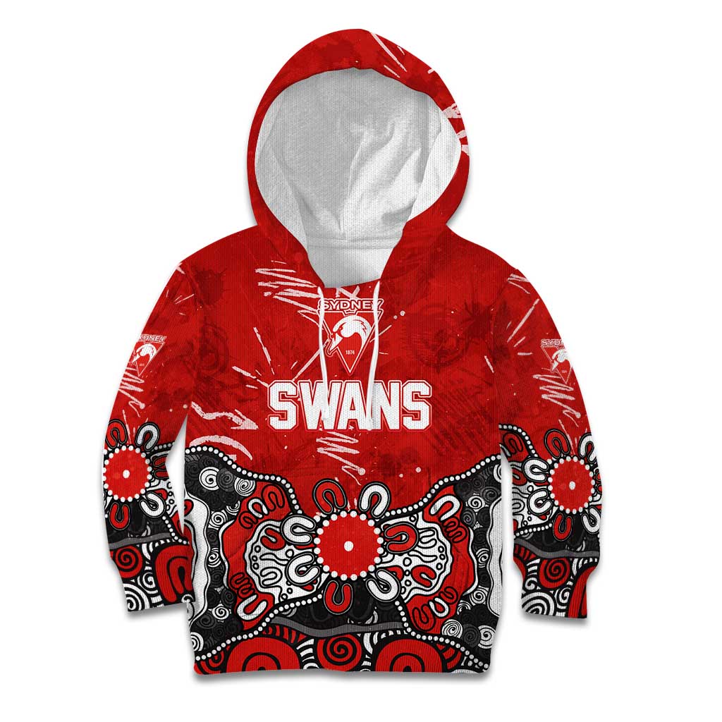 Personalized Sydney Swans Kid Hoodie Aboriginal Dot Painting Graffiti Style