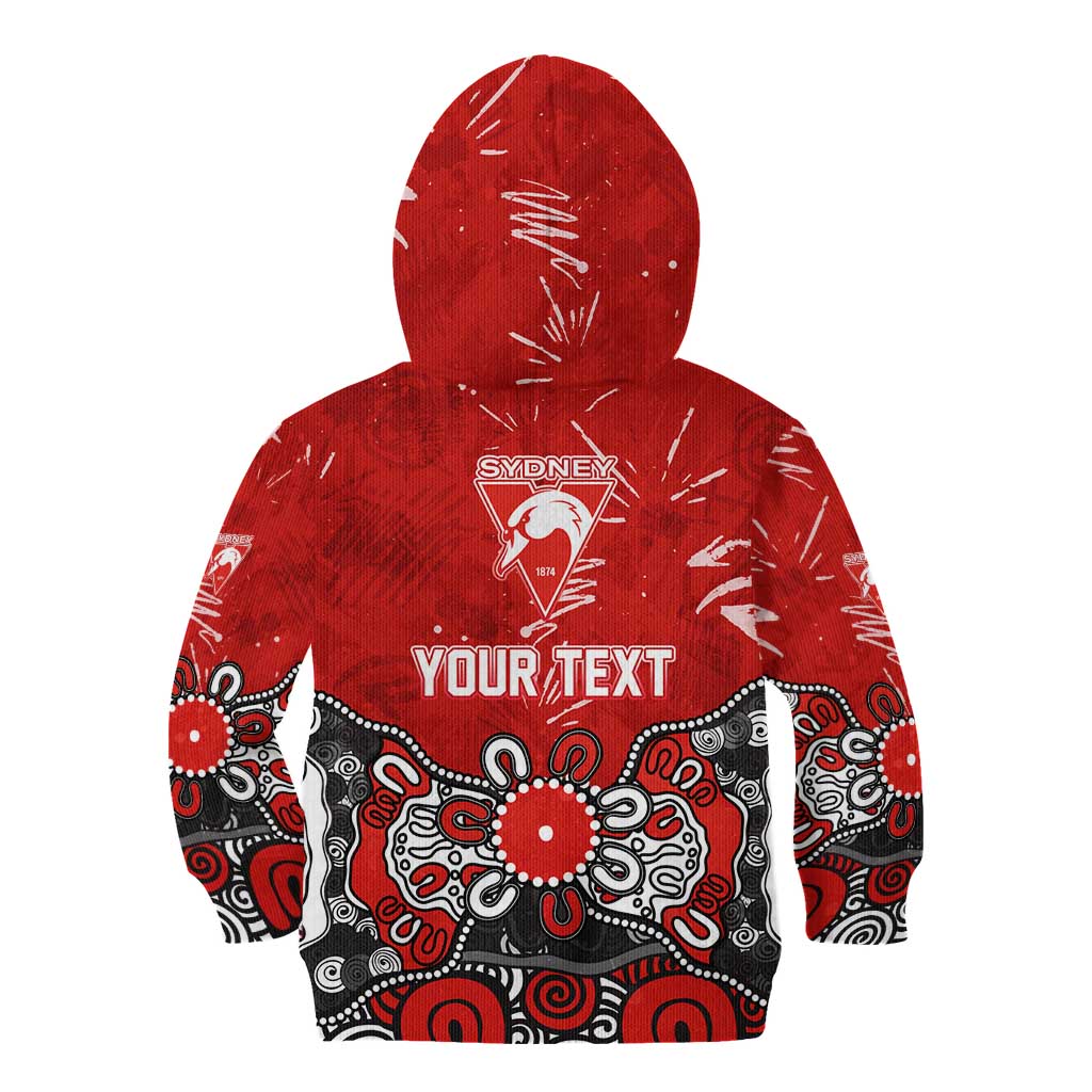 Personalized Sydney Swans Kid Hoodie Aboriginal Dot Painting Graffiti Style