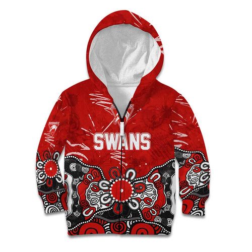 Personalized Sydney Swans Kid Hoodie Aboriginal Dot Painting Graffiti Style
