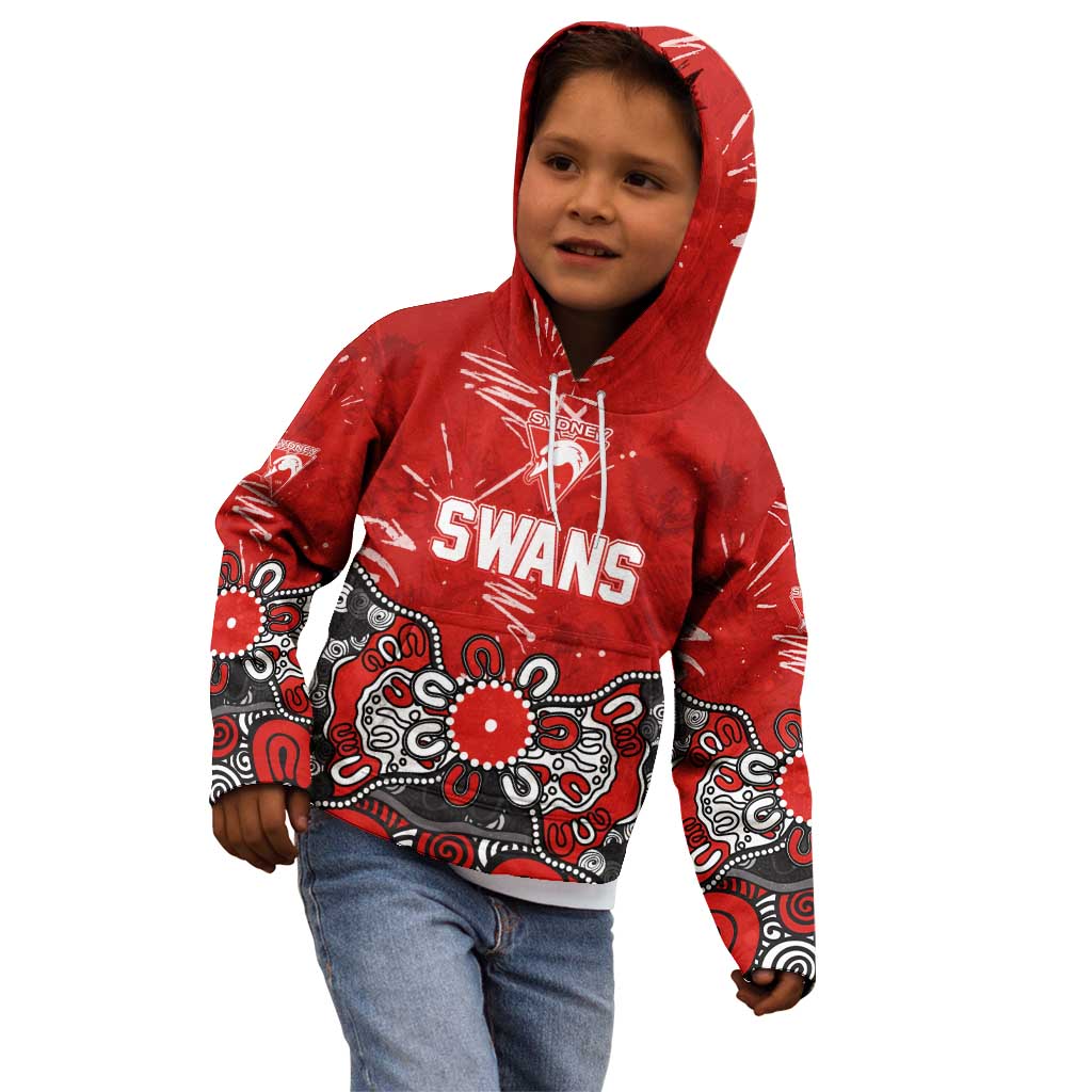 Personalized Sydney Swans Kid Hoodie Aboriginal Dot Painting Graffiti Style