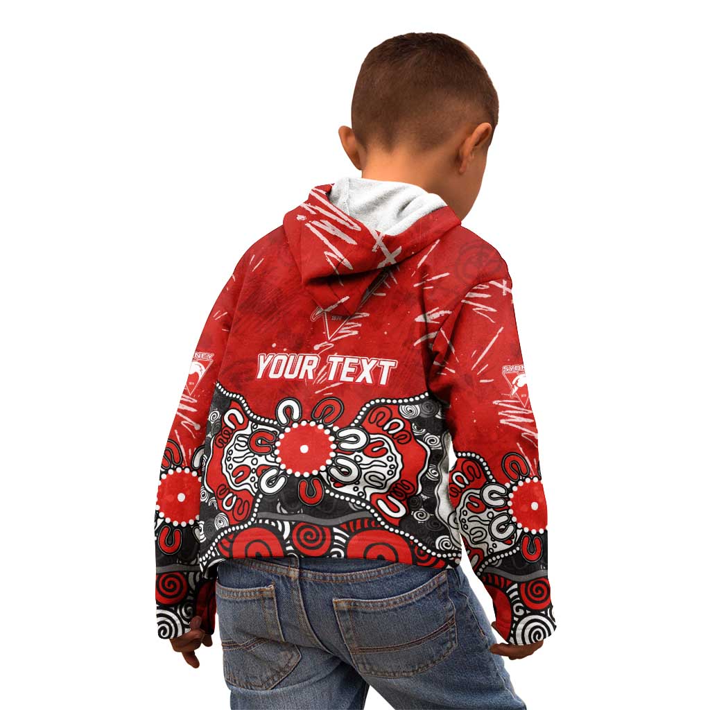Personalized Sydney Swans Kid Hoodie Aboriginal Dot Painting Graffiti Style
