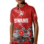 Personalized Sydney Swans Kid Polo Shirt Aboriginal Dot Painting Graffiti Style