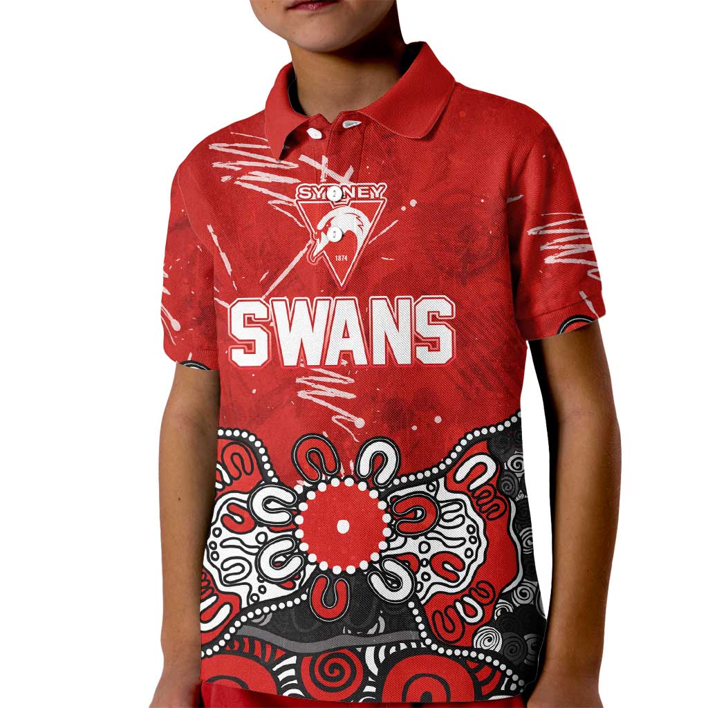 Personalized Sydney Swans Kid Polo Shirt Aboriginal Dot Painting Graffiti Style