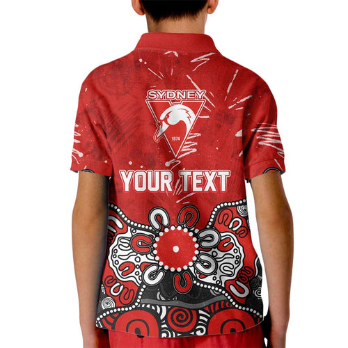 Personalized Sydney Swans Kid Polo Shirt Aboriginal Dot Painting Graffiti Style