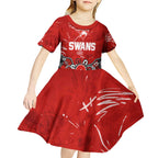 Personalized Sydney Swans Kid Short Sleeve Dress Aboriginal Dot Painting Graffiti Style