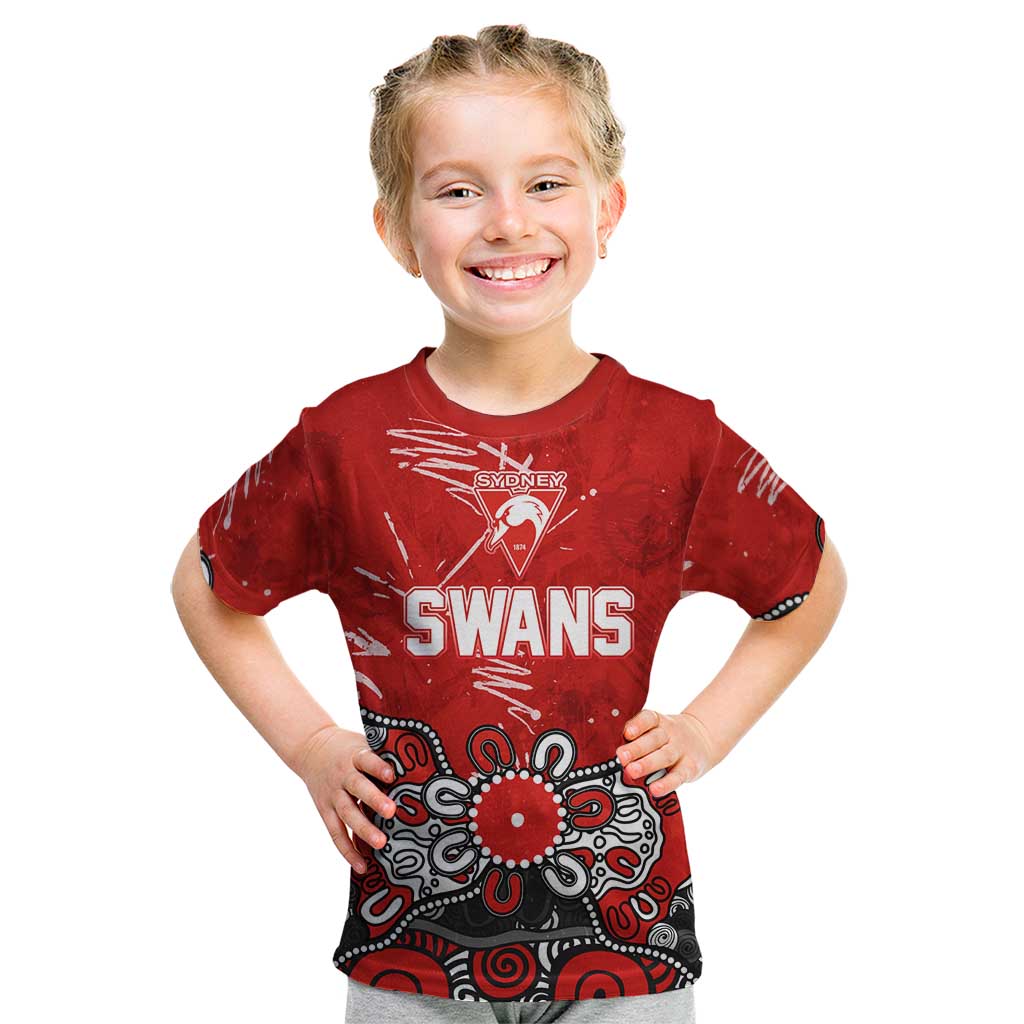 Personalized Sydney Swans Kid T Shirt Aboriginal Dot Painting Graffiti Style