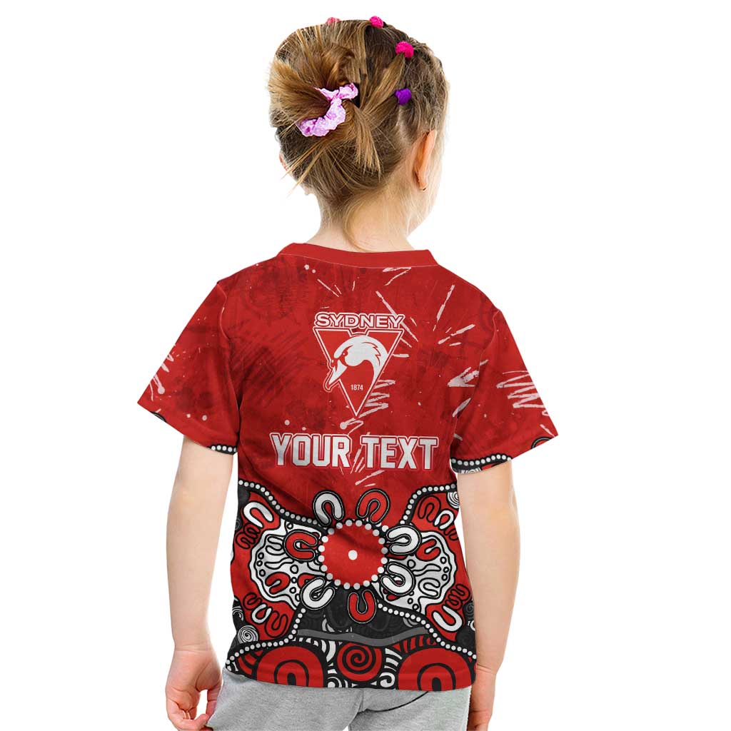 Personalized Sydney Swans Kid T Shirt Aboriginal Dot Painting Graffiti Style