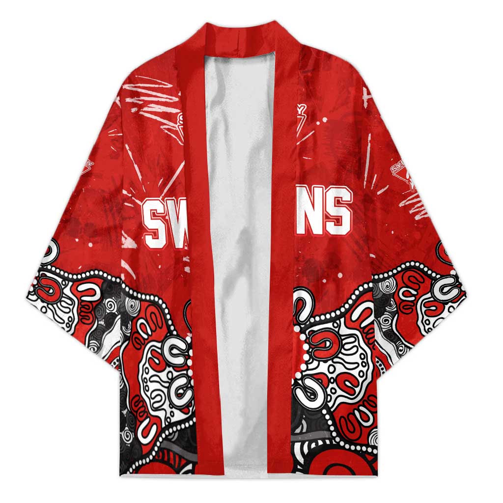 Personalized Sydney Swans Kimono Aboriginal Dot Painting Graffiti Style