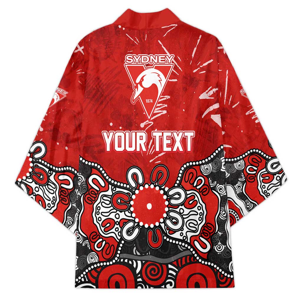 Personalized Sydney Swans Kimono Aboriginal Dot Painting Graffiti Style