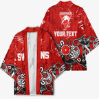 Personalized Sydney Swans Kimono Aboriginal Dot Painting Graffiti Style