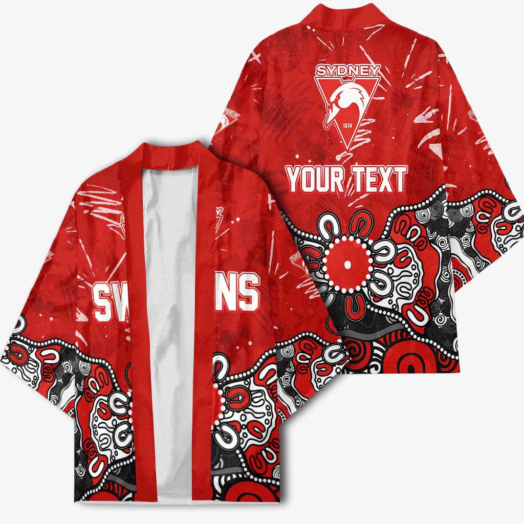Personalized Sydney Swans Kimono Aboriginal Dot Painting Graffiti Style