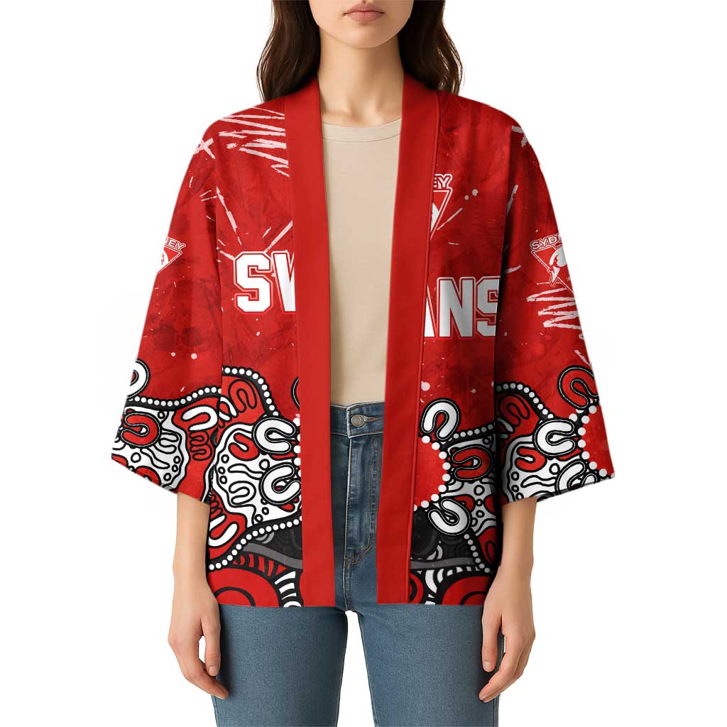 Personalized Sydney Swans Kimono Aboriginal Dot Painting Graffiti Style
