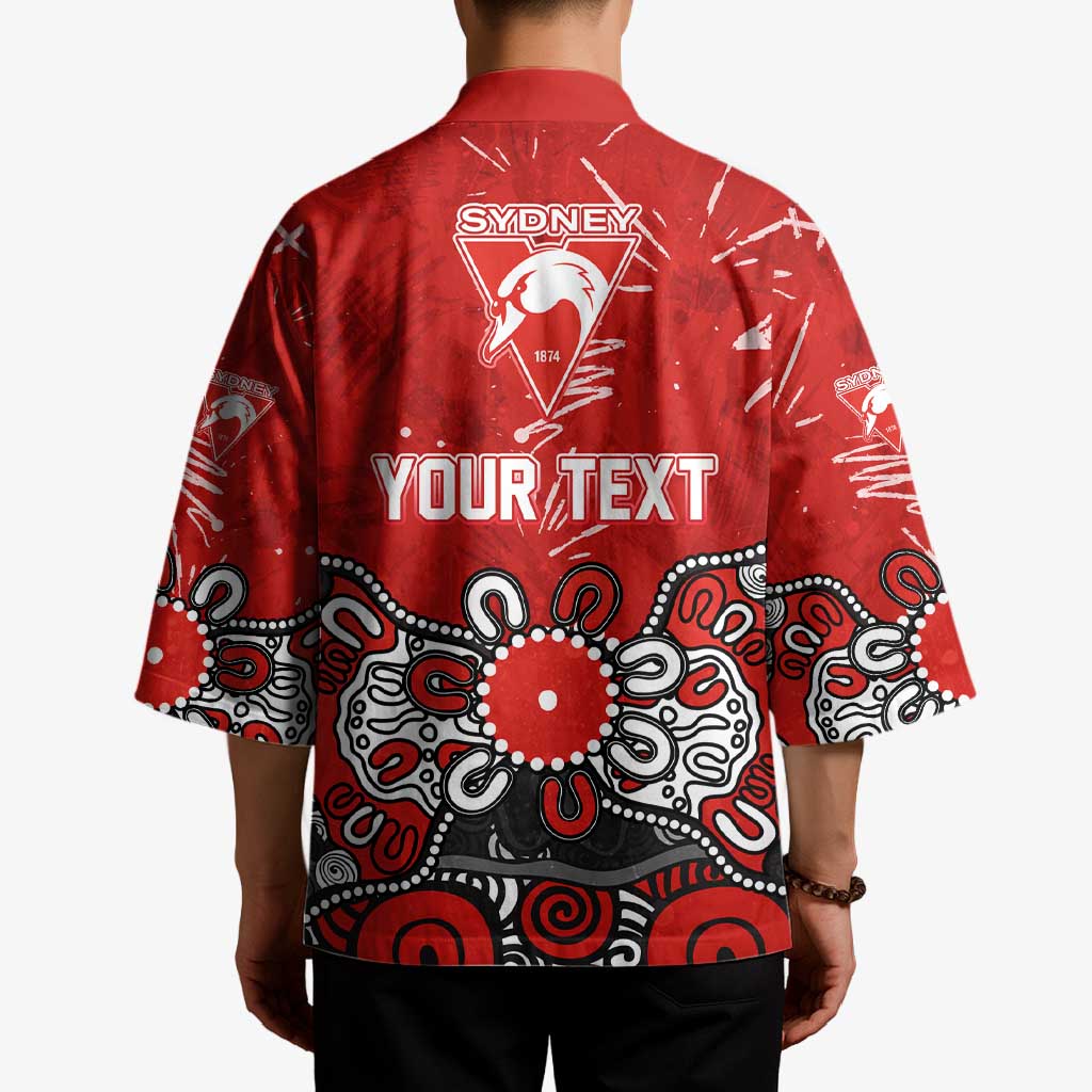 Personalized Sydney Swans Kimono Aboriginal Dot Painting Graffiti Style
