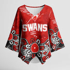 Personalized Sydney Swans Kimono Sleeve Blouse Aboriginal Dot Painting Graffiti Style