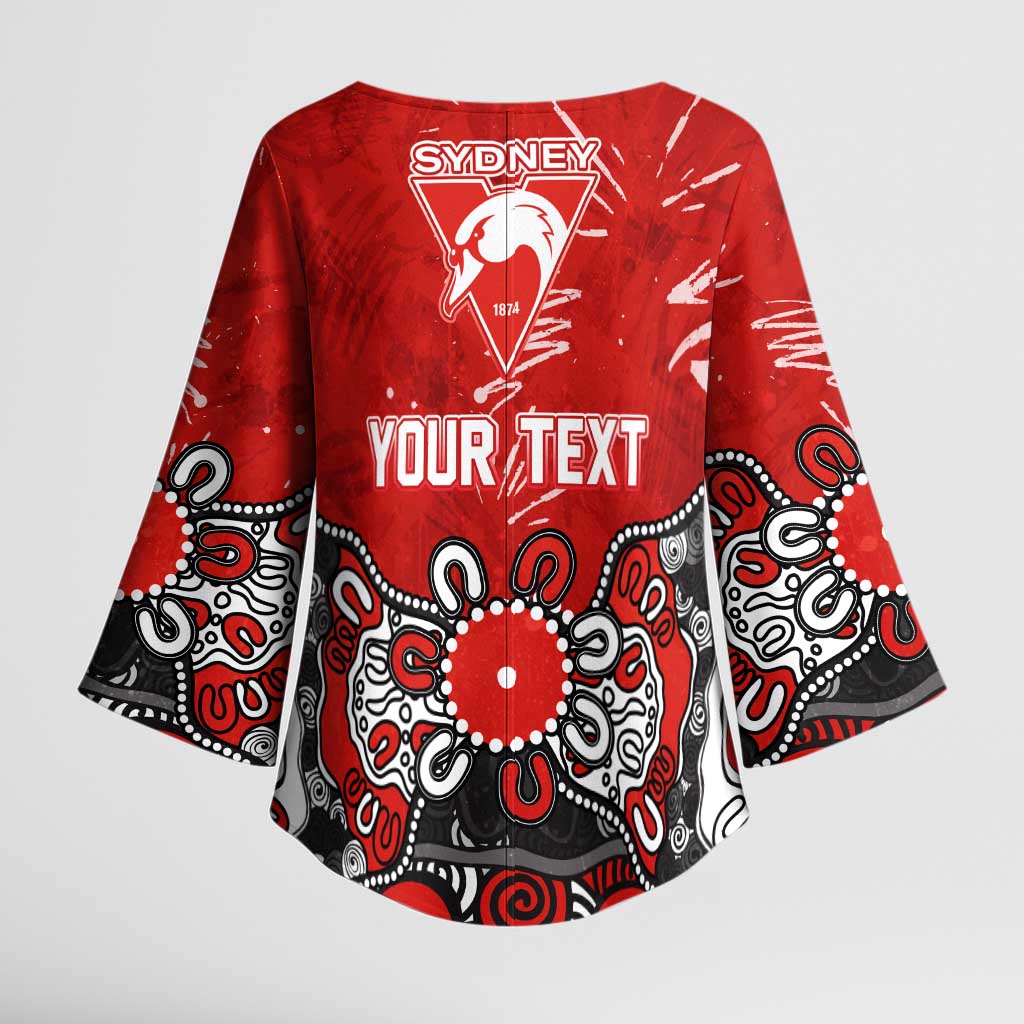 Personalized Sydney Swans Kimono Sleeve Blouse Aboriginal Dot Painting Graffiti Style